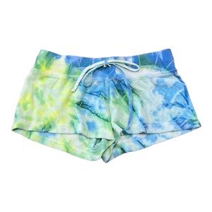 HardTail Blue & Neon Yellow Tie Dye Terry Shorts